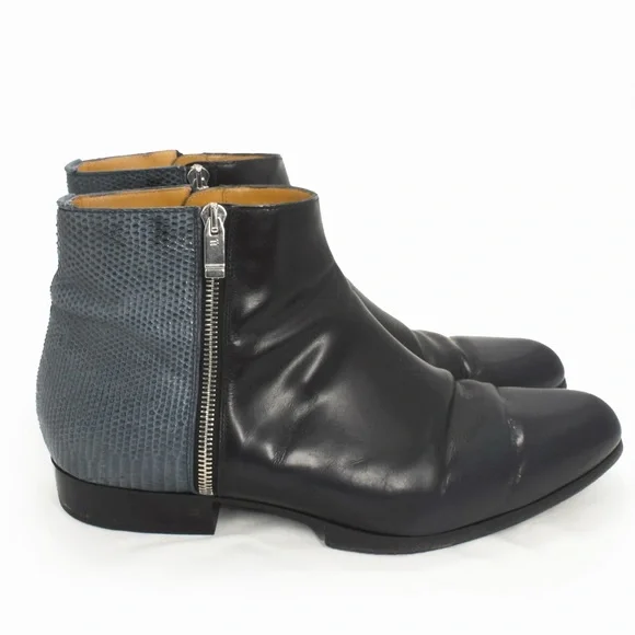 Balenciaga Side Zip Cowhide Leather Blue Python Zip Up Boots - Picture 5 of 10